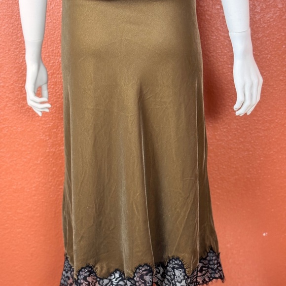 House Of Harlow Lace Trimmed Velour Spaghetti Strap Top/Skirt Olive Size ML E72 - Picture 10 of 15